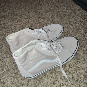 Vans Light Pink and White High-Top Sneakers